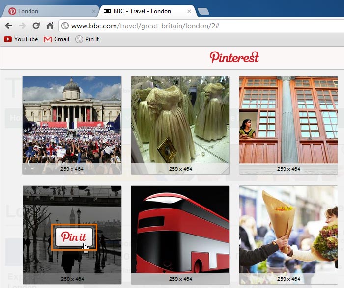 Screenshot of Pinterest