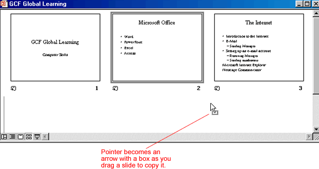 Copying a Slide in Slide Sorter View