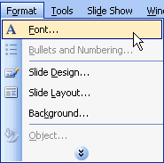 Click Format, choose Font