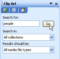 clip art Search dialog box