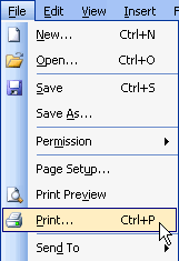 Click on File, choose Print