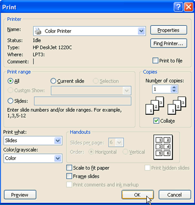 Print dialog Box