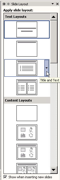 Slide Layout Pane