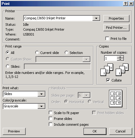 Print dialog Box