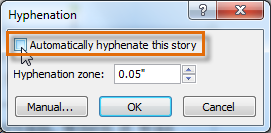 Choosing not to automatically hyphenate the text