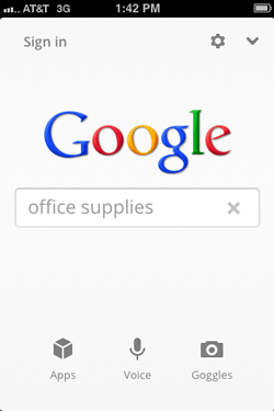 Screenshot of Google Search app