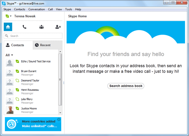 Screenshot of Skype