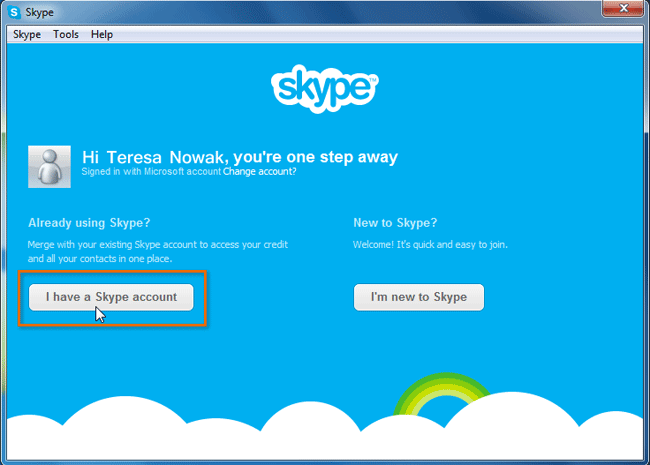 Screenshot of Skype