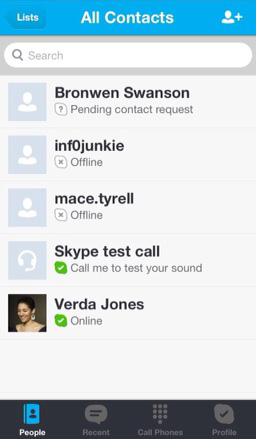 Screenshot of Skype