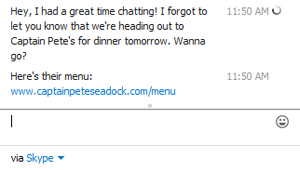 Example of spam in instant message