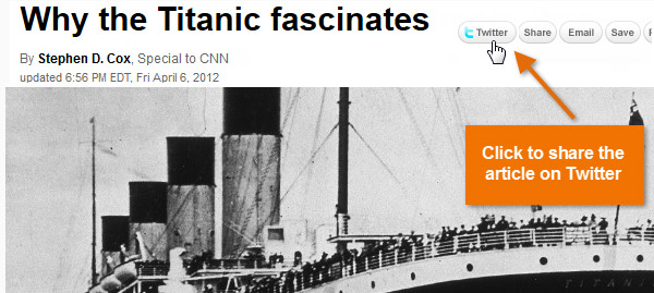 A screenshot of the Tweet button on CNN.com