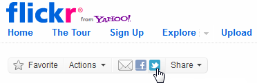 A screenshot of the Tweet button on Flick.com