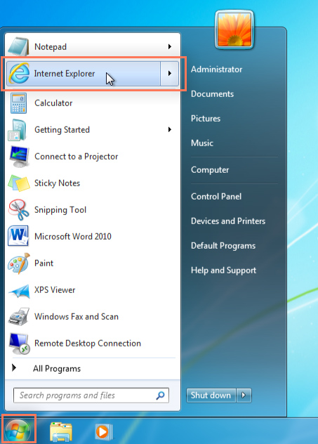 Screenshot of Windows 7