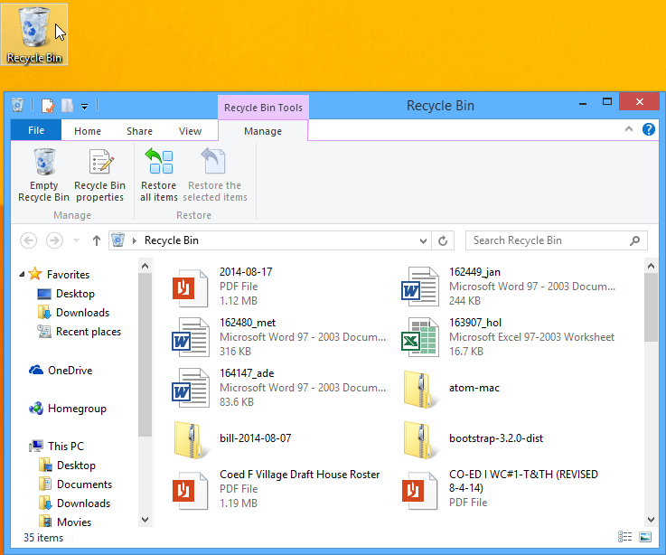 screenshot of Windows 8