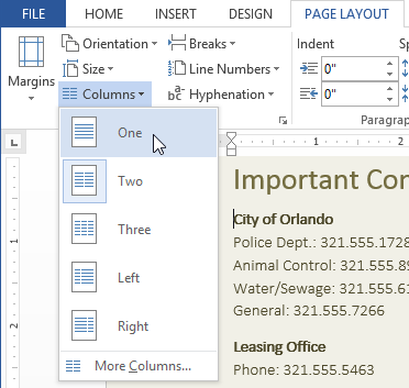 Screenshot of Word 2013