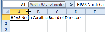 Positioning mouse over the column line