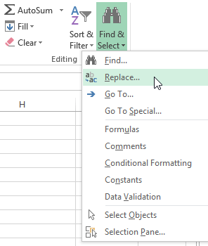 Screenshot of Excel 2013