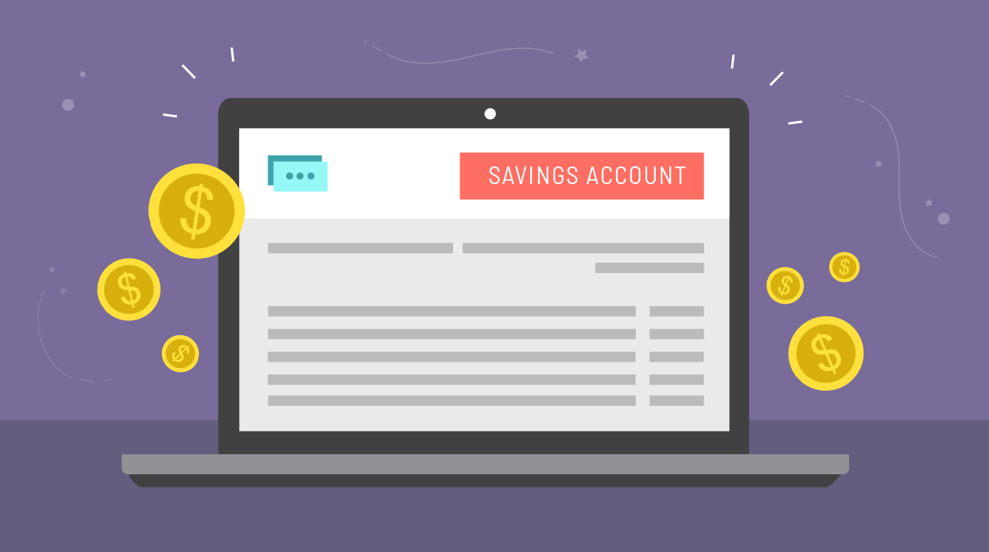 illustration of a savings account on a laptop