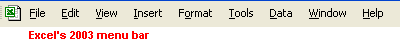 Excel 2003's menu bar