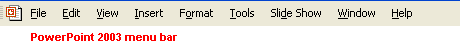 PowerPoint 2003's menu bar