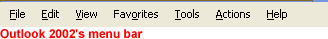 Outlook 2002's menu bar