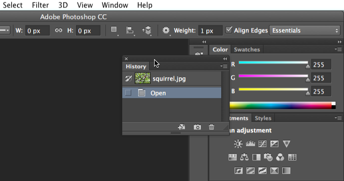 Screenshot of Adobe Photoshop CC