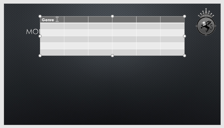 adding text to a new table