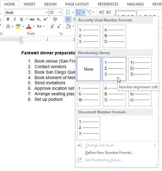 Screenshot of Word 2013