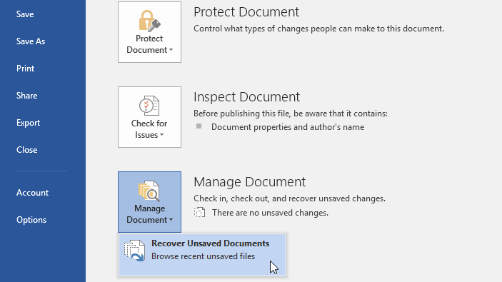 accessing all unsaved versions