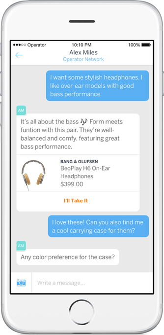 A retail chatbot recommending a pair of headphones