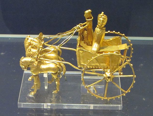 Gold chariot from Oxus Treasure, amalgamated from fragments of other objects in the trove