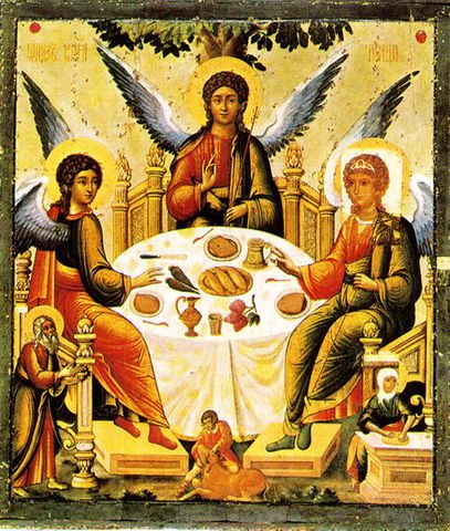 
Russian
icon depicting the Holy Trinity

