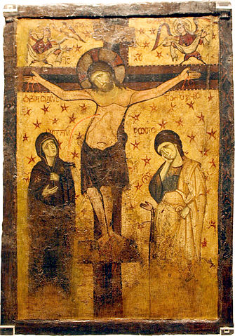 
Double-sided
icon with the Crucifixion and the Virgin Hodegitria

