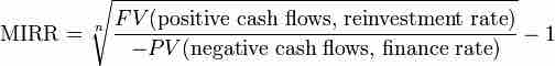 Calculation of the MIRR