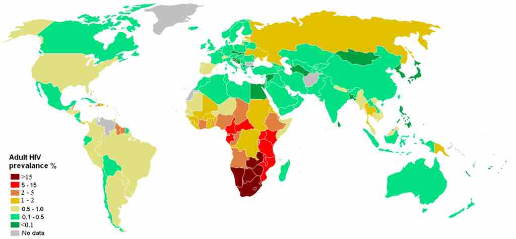 Estimation of adults with HIV/AIDS by country