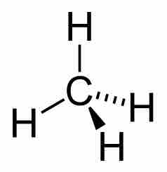 Methane, a simple organic molecule.