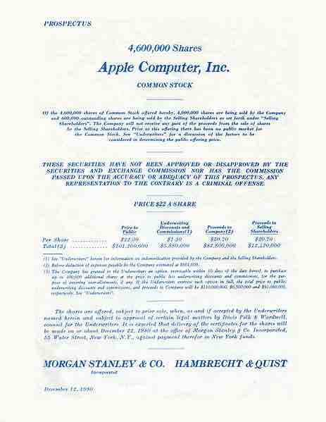 Apple Computers IPO Prospectus