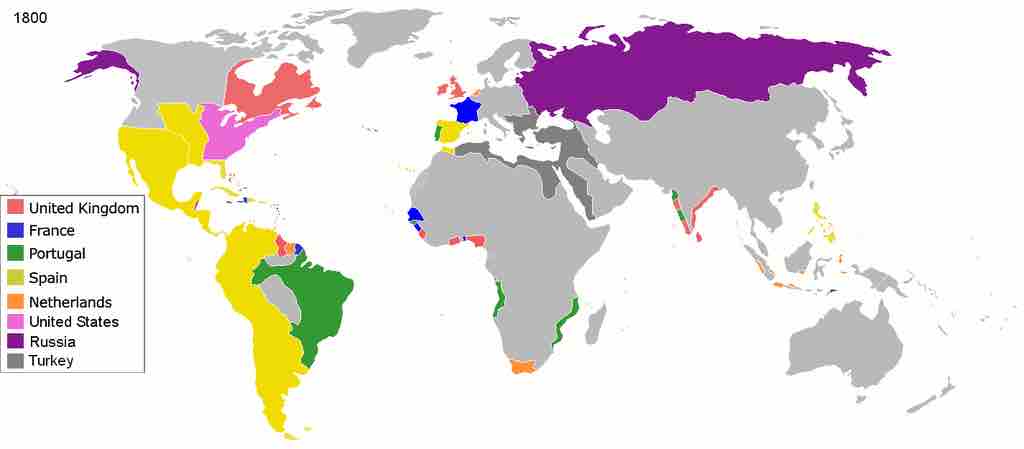 Map of Empires and Colonies: 1800