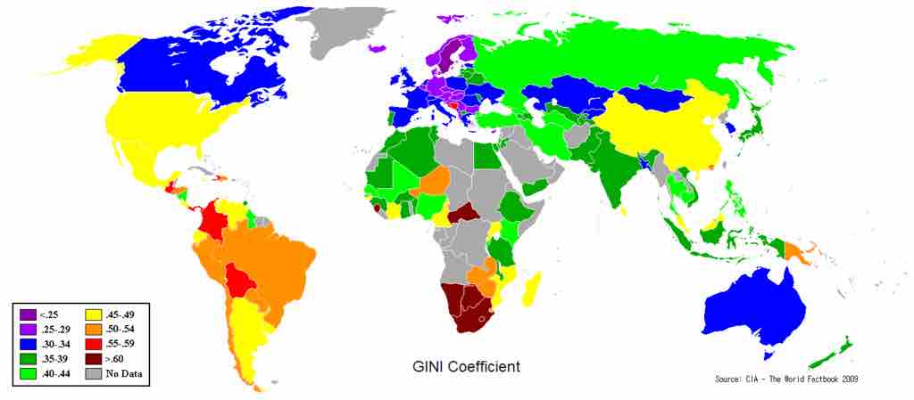 Map of Global Gini Coefficients