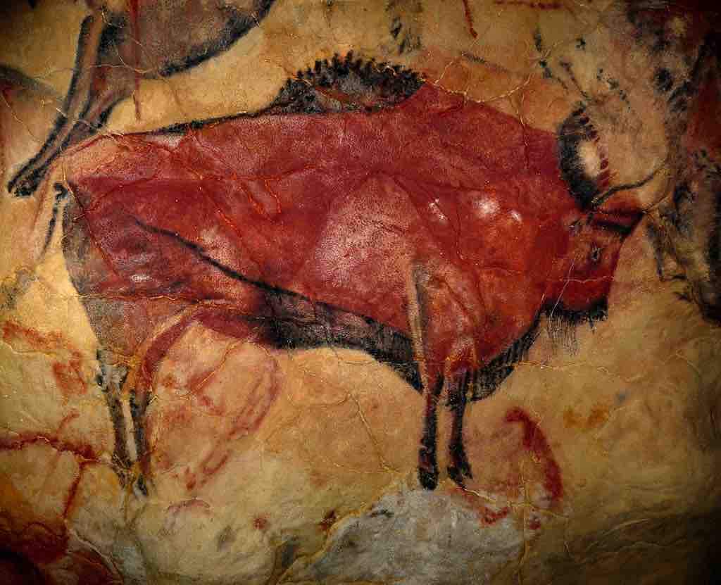 Painting of a bison in the Great Hall of Policromes, Altamira, Spain