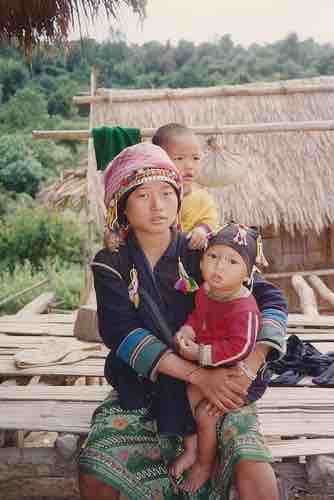 Mother and Ssons from the Akha Hill Tribe