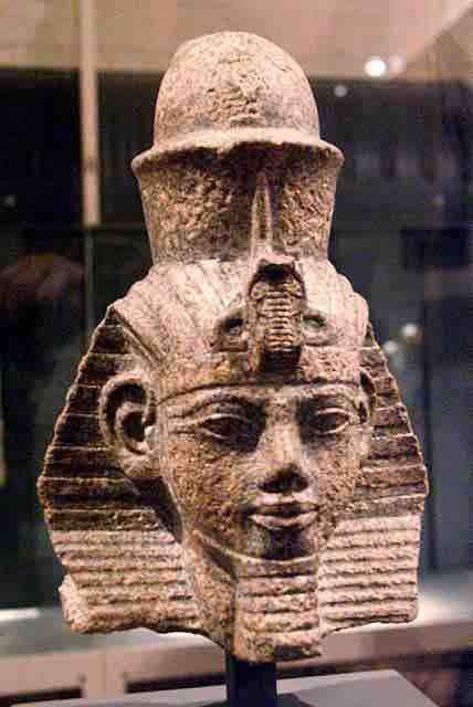 A sculpted head of Amenhotep III