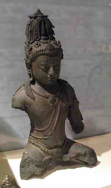 Bronze Maitreya statue, South Sumatra, Indonesia, c. 9th–10th century.