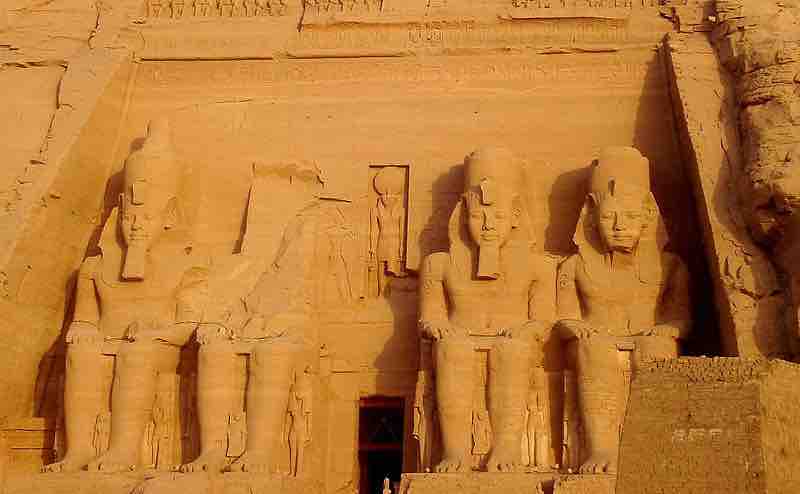 Colossal statues of Ramses II outside of Abu Simbel