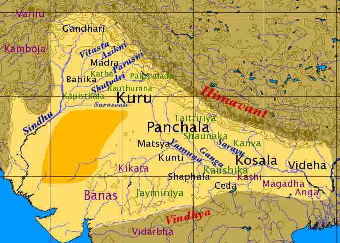 Map of northen India in the later Vedic Period