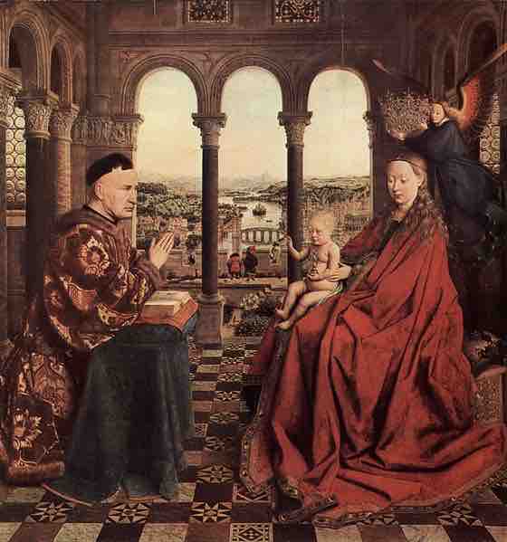 Jan van Eyck, <em>The Virgin of Chancellor Rolin</em>, 1435