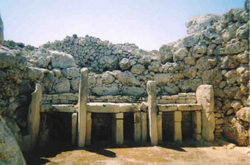 Entrance to megalithic temple at Ggantija, Malta