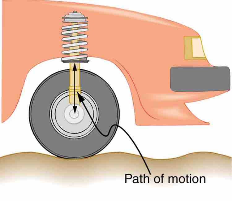 Forced Damped Motion of a Wheel on a Car Spring