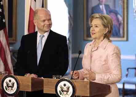 Secretary of State Hillary Clinton with British Foreign Secretary William Hague