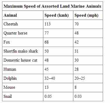 Animal speeds